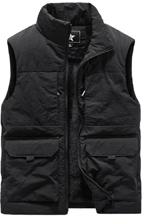 Btmpmcs Herren Fleeceweste mit mehreren Taschen Leicht Steppweste Winter Warme Outdoor Dicke Weste Winddicht Ärmellos Jacke Anglerweste Freizeitweste Arbeitsweste Sportweste