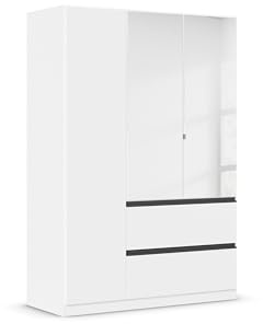 Rauch Möbel Costa, Kleiderschrank, Farbe Weiß, Breite 136 cm | Schrank, 3-türig, Spiegel, 2 Schubladen, Push-to-open, Zubehör Basic, für Schlafzimmer, Kinderzimmer, Babyzimmer, Garderobe