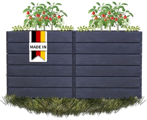Garantia Ergo Quadro 2 L 75 Hochbeet Wood, inkl. Flora Wassersparsystem - Blumentopf, Hochbeete für Garten, Pflanzkübel Groß Außen, Blumenkasten, Blumentopf Hoch, Blumenkübel, Blumenkübel Outdoor