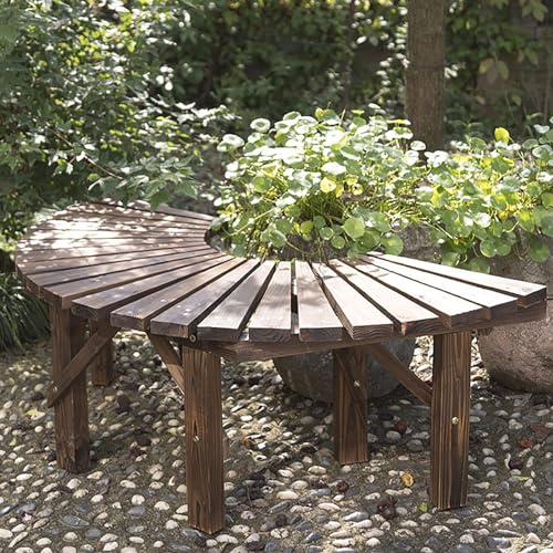 XGQXZWC Halbrunde Gartenbank Aus Holz, Umlaufende Parkbank mit Baumbank, Wetterfeste Außenbänke mit Glatter Oberfläche, Terrassengartenbank, Parkbank, Tragfähigkeit 300Kg