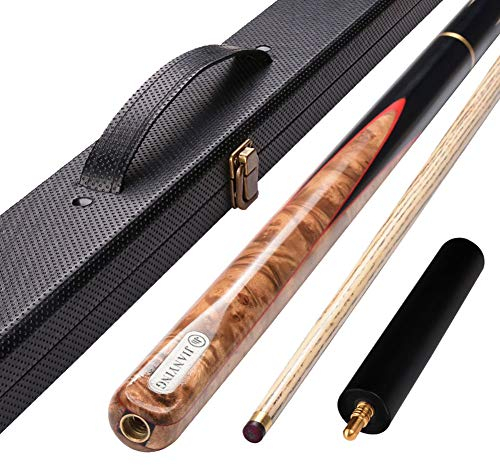 Handgefertigter Snooker-Queue, 3/4-gegliedert, 3-teiliger Pool-Billard-Stick mit 19-Unzen-Schaft aus Eschenholz, mit Queue-Etui und Verlängerung