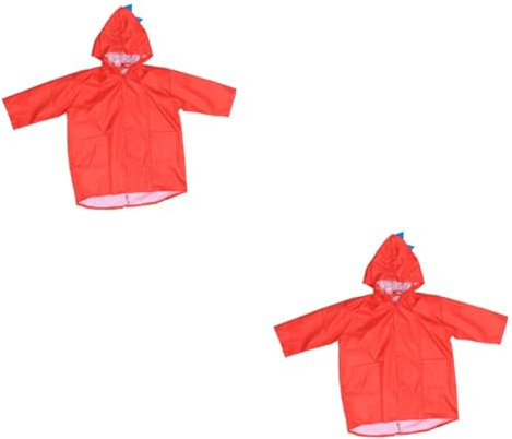 SAFIGLE 2stücke Junge Mädchen Regenponcho Mit Kapuze Dinosaurier Design Für Jungen Und Mädchen s Rot Leicht Für Outdoor Aktivitäten Wie Camping Wandern Und Freizeit Bei Regen