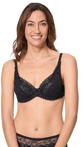 Playtex Sujetador Con Aros Y Encaje Flower, Sujetador con aros, Mujer, Negro, 95F