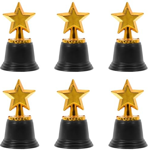 6 Stück Sterntrophäen:4. 79 Zoll Große Goldene Trophäe Mini-Trophäe Für Kinder Belohnungstrophäe Aus Kunststoff Für Sportturniere Und Wettbewerbe