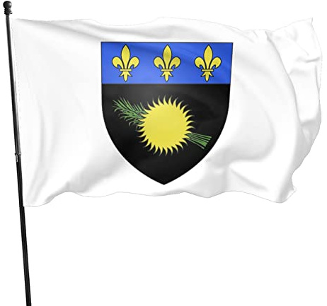 Drapeau des armoiries de la Guadeloupe, 3x5 pieds, couleurs vives et résistant aux UV, drapeaux muraux, bannières pour l'extérieur et l'intérieur