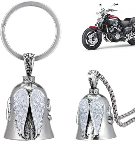 Zocipro 2Pcs Llavero Campana Guardian Moto, Motocicleta Ángel de la Guarda con Anillo Colgante y Cadena, Guardian Bell para Bicicletas, Coches, Motocicletas, Vehículos Eléctricos