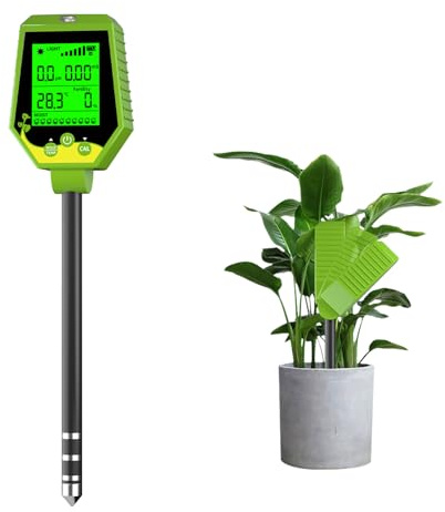 YIYEGO Feuchtigkeitsmessgerät Pflanzen, 6-in-1 Digitales Bodentester mit Feuchtigkeit, Fruchtbarkei, Licht, pH, EC, Temp, pH Messgerät Erde für Garten, Rasen, Bauernhof, Indoor & Outdoor