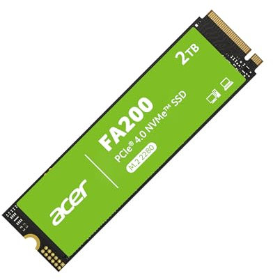 acer FA200 M.2 2280 SSD 2TB: PCIe 4.0 NVMe Gen4x4 with HMB & SLC, Up to 7200 MB/s Read Speed, Internal Solid State Drive for Laptop, Desktop PC & PS5 Compatible