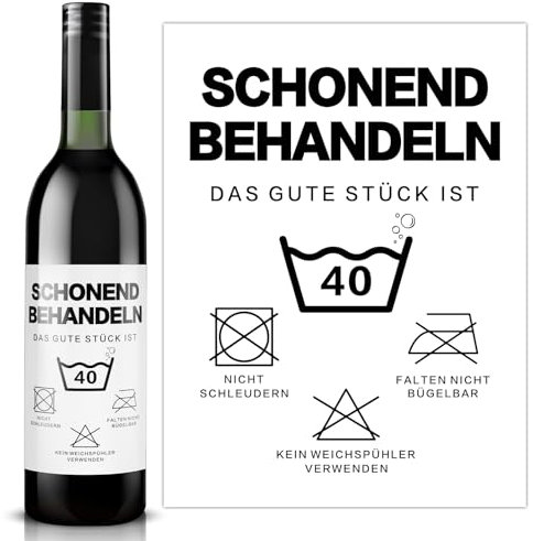 BOFUNX 2 Stück Flaschenetikett 40. Geburtstag Schonend Behandeln 40. Flaschenetikett Selbstklebend Weinflaschen Etikett Geburtstagsgeschenk für Frauen Männer