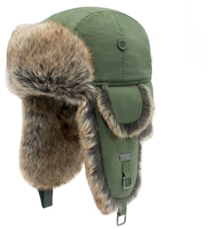 Kurhatic Unisex Fliegermütze Winter Mütze Warme Pilotenmütze mit Kunstfell Ohrenschützer Wintermütze für Herren und Damen