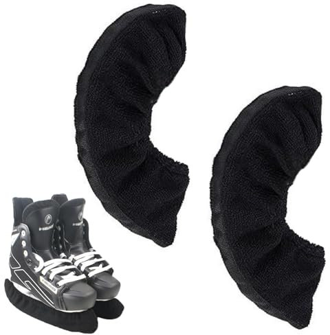 JAMSSOW 1 Paar Kufenschoner Schlittschuhe,Elastische Eiskunstlauf Eishockey,Schlittschuh Schoner,Schlittschuhe Kufenschoner Kufenstrümpfe,Kufenschutz Zubehör für Erwachsene Kinder(Schwarz,ca. 40*7cm)
