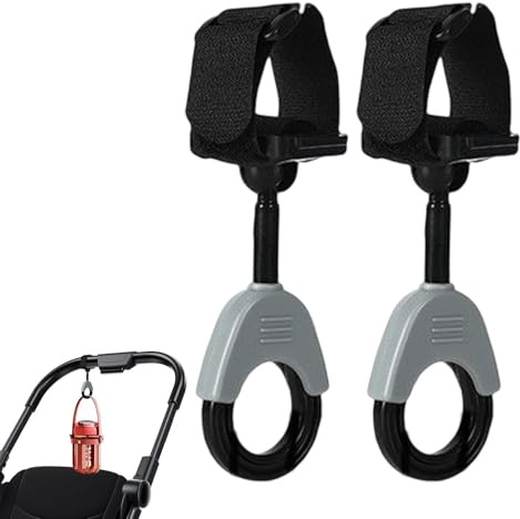 Ganchos para cochecito para bolsas de pañales, rotación de 360 grados, clips ajustables para cochecito para manos arriba, ganchos multiusos para bolsas de compras de comestibles, correas de clip para