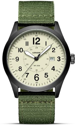 LN LENQIN Reloj Hombre Relojes Militares Analógicos De Cuarzo para Hombres Pulsera Impermeables Fecha Reloj Deportivo Táctico Militar Correa De Nailon