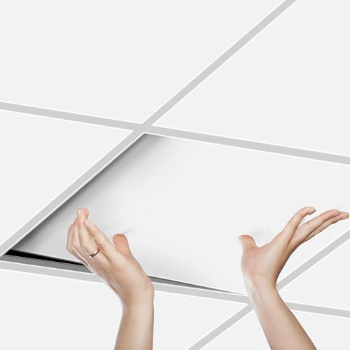 VEVOR Pannelli per Controsoffitto 603 x 603 mm Pannelli per Soffitto Confezione 12, Buona flessibilità, Facile Installazione, Rivestimento per Soffitto per Decorazione di Casa/Ufficio, Bianco Liscio