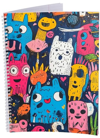 Collegeblock A4 - 5 Stück - 80 Blatt - Kariert - Kleine Monster - 80g | Collegeblock DIN A4, 5 Stück, 80 Blatt, kariert, 80 g/m² Papier