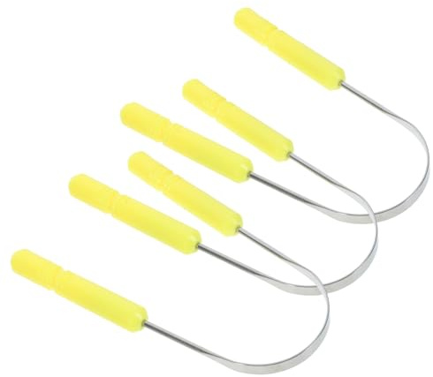 TOVINANNA 1 Set Raschietto Per Lingua Tongue Scraper Raschietto Lingua Spazzolino Lingua Pulitore Lingua Pulisci Lingua Strumenti Per La Pulizia Della Lingua Acciaio Inossidabile Yellow 3 Pz