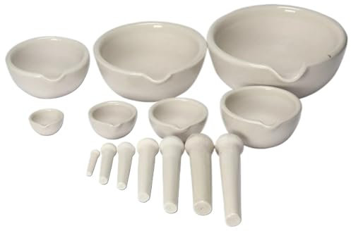 Mortero Cocina Mortero y mortero de porcelana, juego de cuencos for mezclar y moler, herramientas de laboratorio blancas, 60mm/80mm/90mm/100mm/130mm/160mm/216mm/254mm para Triturar Ajo, Pimienta(216mm