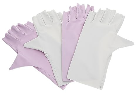 Guantes sin Dedos Anti-uv para Manicura, 2 Pares de Chinlon | Transpirables y Cómodos, Protección Solar para Manos, Diseño Simple y Delicado para Nail Art