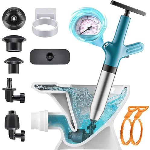 NiC IS COCNG Desatascador inodoro,Desatascador tuberias profesional, desatascador wc, desatascador tuberias a presion, pistola desatascador con 3 ventosas para Cuartos de Baño Inodoros (Azul)