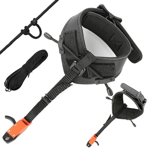 surwolf Bogenschießen Release Aids, Bogenauslöser Trigger,Bogen Release Sehnenauslöser,Verstellbare Handschlaufe für Compoundbogen Jagd Schießen RH&LH