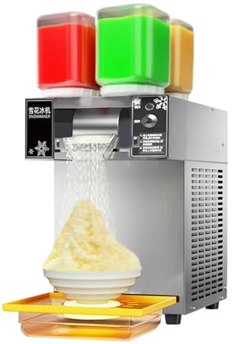 Automatic Snowflake Ice Machine, Electric Ice Crusher, Air Cooling System, High Capacity for Home, Food Trucks, Restaurants, and Milktea Shops