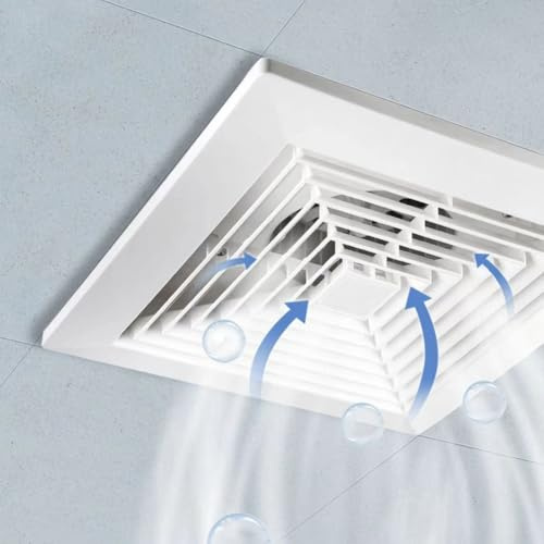 Eawfgtuw Integrated Ceiling Ventilation Fan Bathroom Kitchen Exhaust Fan Silent Powerful Airflow 20x20cm White ABS Ceiling Mount(28 * 28CM)