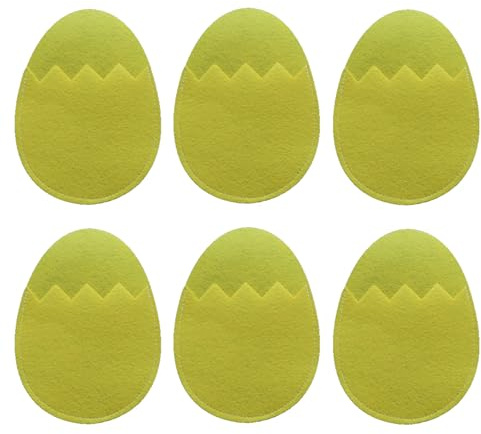 Geavonyg Conjunto De 6 Bolsillos Huevos Pascua Huevos con Titulares Horquilla Tela Bifurcadores Cubiertos Textura Tela para Decoraciones Fiestas Accesorios para Comidas Navideñas