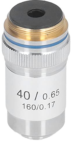 KIMISS Objectif de Microscope Achromatique 40X - Interface RMS Universelle pour Microscopes Biologiques, Transmission de la Lumière élevée et Construction en Laiton Durable