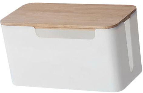 BUGUUYO Multi-functional White Wire Box Cable Organizer Storage Box Lid for Charging Cables and Socket Management Suitable for Home and Office