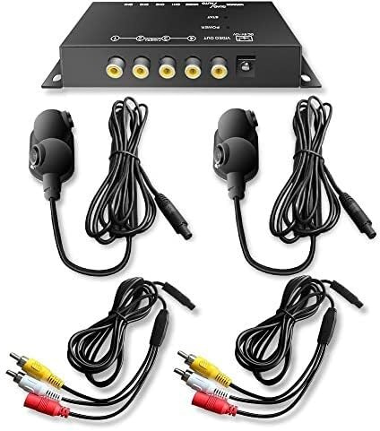 Kit Telecamere Per Visione Laterale Con Selettore Video Quadruplo Per Videosorveglianza 4 Canali Per Camion Furgoni Camper Notturna E Ampio Telecamera di Retromarcia