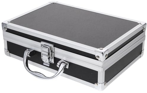 COLLBATH Aluminum Tool Case Portable Handheld Storage Box 23X16X7Cm Multifunctional Lockable Carrying Case for Electronics and Instruments, Black Sturdy Electrician Tool Bag Organizer