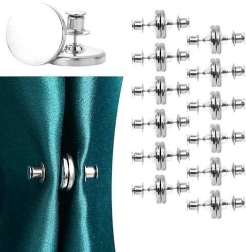 Calamite per Tende da Interno,12 Paia Rimovibile Fermatenda, Chiusura Magnetica, Accessori per Tende, Pesi per Tende, per Camera Letto, Soggiorno, Bagno, Cucina, Ufficio