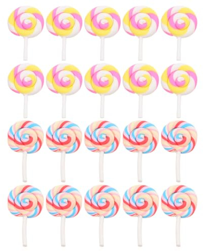 Beaupretty 20Pcs Simulation Lollipops Fake Candy Embellishments for Dollhouse Accessories Miniature Lollipops and Candy Decorations for Diy Fairy Garden Toy Display and Party Scene