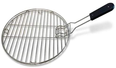 Hochwertig verarbeiteter, rundförmiger Grillrost Grillgitter aus 304 Edelstahl Ø 42 cm für Holzkohlgrill, BBQ Grillzubehör inkl. Handgriff