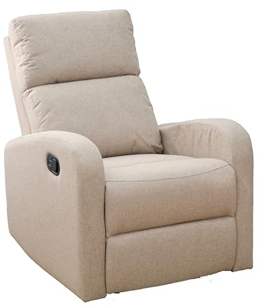 MOMMA HOME Sillón Relax reclinable, TAVIRA - Sillón Reclinable Manual - Tela Antimanchas - Medidas: Ancho 71 x Profundo 93 x Alto 101 cm (Tela Beige)