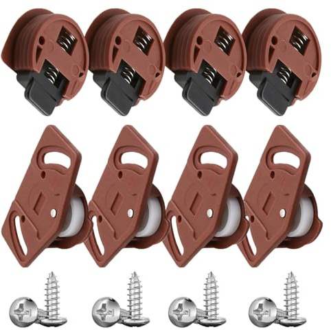 VOOSFSIE 4 Pezzi Rulli Per Porta Scorrevole, Kit di Ruote Silenziose Per Porta Pcorrevole, Ruote Scorrevoli Per Mobili, Guide Per Ante Scorrevoli