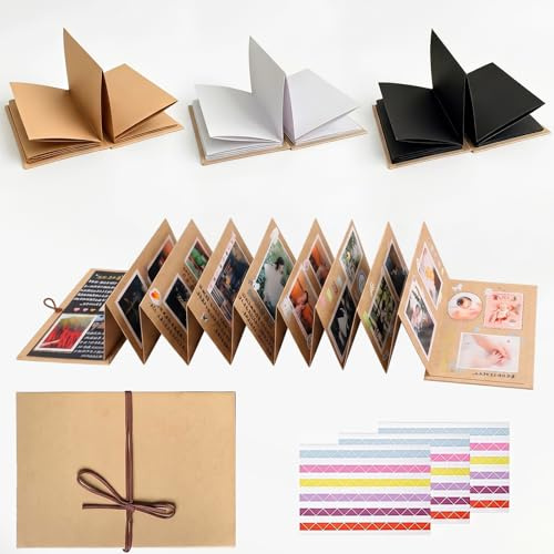 3Stück DIY Leporello Mini Fotoalbum 6Zoll Fotobuch zum Einkleben | Selbstgestalten mit Fotoecken Fotobuch für Abschlussgeschenke Geburtstag Hochzeit Valentinstag Weihnachten