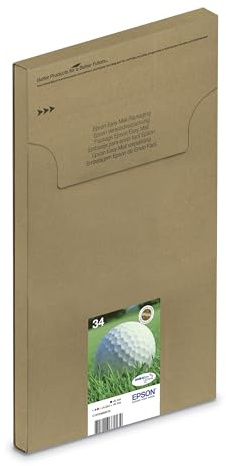 Epson Original Golfball DURABrite 34XL Multipack extra große Tintenpatrone – 4 Farben: Patronen: Schwarz, Cyan, Magenta, Gelb – 1 x 16,3 ml, 3 x 10,8 ml