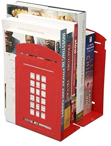 Gearmax Bibliothek Buchstützen Vintage Style Telephone Booth Kiosk Schule Home Studie Book End(rot)