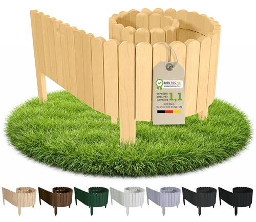 Floranica Rollborder Flexibelt trästaket 200 x 30 cm Natur (Förkortningsbar) Tallträ Rabattkant trä Trästaket på Rulleträdgårdskant trä Trädgårdsstaket för fruktträdgårdar Rabattkanter