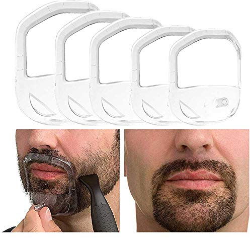 RIMOL Beard Shaper Goatee Mustache Grooming Tool Face Hair Styling Template for Man - Transparent - 5 PCS/Set (Transparent)