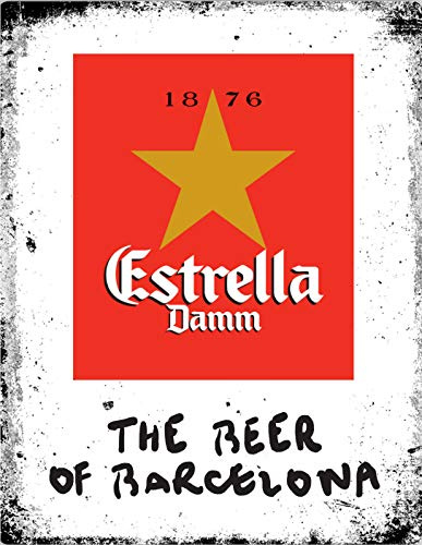 Lewistons-Of-London Estrella Damm Beer Lager Spain Barcelona inspired Vintage Retro Man Cave Bar Pub Shed Novelty Gift Tin Wall Décor Metal Sign