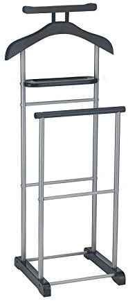 CARO-Möbel Herrendiener Assam in schwarz mit Ablage, Stummer Diener, praktische Kleiderablage, moderner Kleiderständer mit Metallgestell