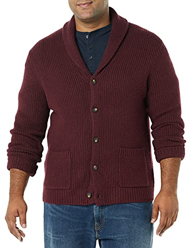 Amazon Essentials långärmad mjuk känsla sjal krage kofta, vinröd, medium