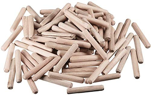TERF® 200 Pcs Wooden Dowel Pins 8mm X 50mm Wood Dowels Solid Hard Wood Dried Fluted Beveled Hardwood Rods Furniture for Professional Carpenters DIY and Craft Projects