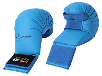 Tokaido Unisex ungdom junior kumite handskar karate handskydd, blå, S