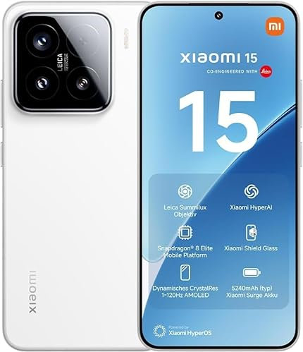 XIAOMI 15 Smartphone 12 + 256 GB nm Process, Performance Transformed Snapdragon 8 Elite Mobile Platform CrystalRes Dynamic 1-120 Hz AMOLED 5240 mAh batteria (bianco)