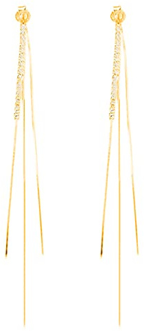 SLUYNZ 925 Sterling Silber CZ Tropfen Ohrringe Kette Quaste für Frauen Damen Lange Ohrringe Kette mit Schlangenkette Rücken