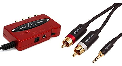 Behringer UCA222 Interface Audio USB Rouge & Amazon Basics Câble Adaptateur RCA 3,5 mm vers 2 mâles - 1,22 m