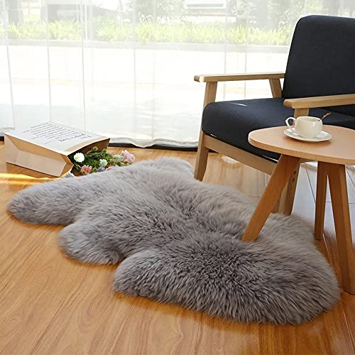 Altlue Lammfell Teppich Echtes Lammfell Fellteppich Stuhlauflage Fell Teppiche Dekofell Echtfell Sitzfell Stuhl Felle Für Stühle Sofa Grau (70X100cm)
